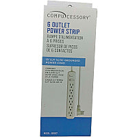 Compucessory 6-Outlet Power Strips 6 - 15 ft Cord - 104 J Surge Energy - 15 A Current - 125 V AC Voltage - Strip - Light Gray (55157)