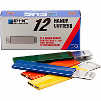 Pacific Handy Cutter PHC Pacific Handy Box Cutter Tap Open, Tap Close - Aluminum - Assorted - 12 / Box (HC100)