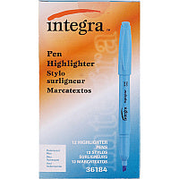 Integra Pen Style Fluorescent Highlighters Chisel Marker Point - Fluorescent Blue Ink - 1 Dozen (36184)