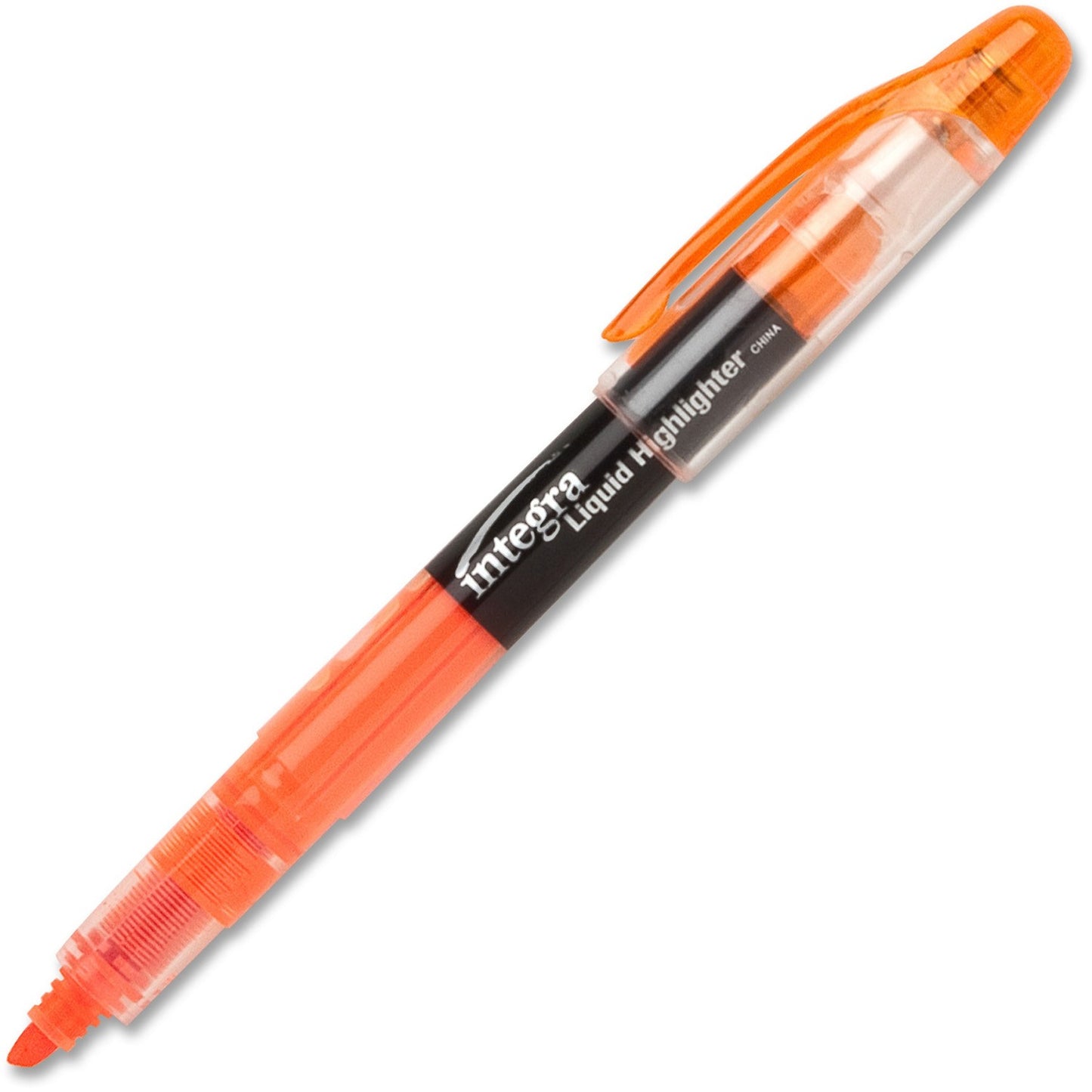 Integra Liquid Highlighters Chisel Marker Point - Fluorescent Orange Ink - 1 Dozen (33313)