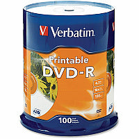 Verbatim DVD Recordable Media - DVD-R - 16x - 4.70 GB - 100 Pack - White 120mm - Printable (95153)