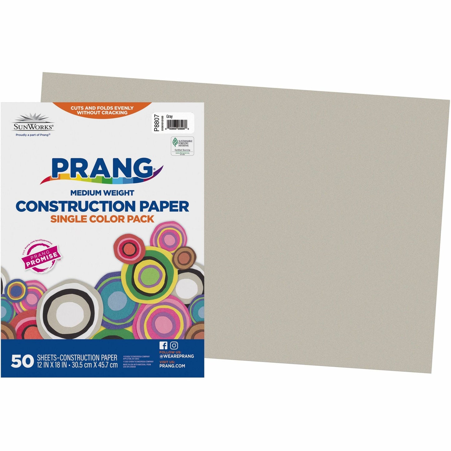Prang Construction Paper Multipurpose - 18" Width x 12" Length - Gray - Groundwood - 50 / Pack (8807)