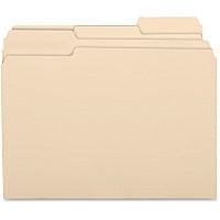 Business Source 1/3 Tab Cut Letter Recycled Top Tab File Folder 8 1/2" x 11" - 3/4" Expansion - Top Tab Location - Assorted Tab Position - 11 pt. - 1 Plys - Manila - Tab - 10% Recycled - 100 / Box (BSN17525)