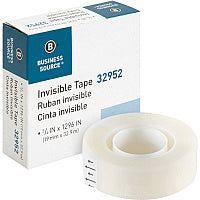 Business Source Invisible Tape Dispenser Refill Roll 36 yd Length x 0.75" Width - 1" Core - Clear - For Mending, Splicing, Holding - 1 Roll (BSN32952)