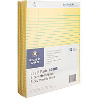 Business Source Micro-Perforated Legal Ruled Pads 50 Sheets - 0.34" Ruled - 16 lb Basis Weight - 8 1/2" x 11 3/4" Sheet Size - Canary Paper - Micro Perforated, Easy Tear, Sturdy Back - 1 Dozen (BSN63105)