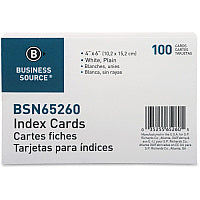 Business Source Plain Index Cards 6" Width x 4" Length - 100 / Pack (BSN65260)