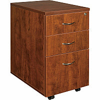 Lorell Essentials Series Box/Box/File Mobile File Cabinet 28.4" Height x 15.8" Width x 22" Depth x 1" Thickness - 3 x Box, File Drawer(s) - Finish: Cherry, Laminate - Leveling Glide (LLR69430)