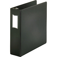 Business Source Basic Round Ring Binder w/Label Holder 3" Binder Capacity - Letter - 8 1/2" x 11" Sheet Size - 3 Ring(s) - Fastener(s): Round Ring - Vinyl - Black - Open and Closed Triggers, Label Holder - 1 Each (BSN28562)