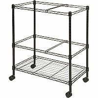 Lorell 2-Tier Wire Mobile File Cart 4 Casters - Steel - 26" Width x 12.50" Depth x 30" Height - Black - 1 Each (LLR45650)