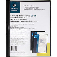 Business Source Letter Report Cover 8 1/2" x 11" - 30 Sheets Capacity - Vinyl - Black - 1 Each (BSN78495)