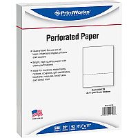 PrintWorks Professional Pre-Perforated Paper for Invoices, Statements, Gift Certificates & More Letter - 8 1/2" x 11" - 20 lb Basis Weight - Sustainable Forestry Initiative (SFI) - Perforated - White - 500 / Ream (04128)