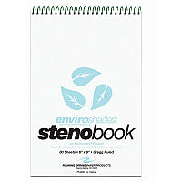Roaring Spring Enviroshades Recycled Spiral Steno Memo Book 80 Sheets - 160 Pages - Printed - Spiral Bound - Both Side Ruling Surface - Gregg Ruled Red Margin - 15 lb Basis Weight - 56 g/m² Grammage - 9" x 6" Sheet Size - 1.25" Height x 6" Wi (12284)