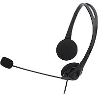 Compucessory Lightweight Stereo Headphones with Mic Stereo - Mini-phone (3.5mm) - Wired - 32 Ohm - 20 Hz to 20 kHz - Over-the-head - Binaural - Semi-open - 5.92 ft Cable - Black (15154)