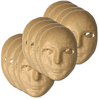 Creativity Street Paper Mache Masks Decoration - 8" Height x 6" Width x 3" Depth - Natural - Paper - 12 / Set (419012)