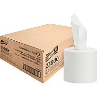 Genuine Joe(R) Center-Pull 2-Ply Paper Hand Towels, 6 Rolls 2 Ply - 8.13" Width x 7.56" Length - 600 Sheets/Roll - 3 1/16" Core - White - Fiber - 6 / Carton (GJO23600)
