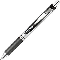 EnerGel EnerGel RTX Liquid Gel Pens 0.7 mm Medium Pen Point - Refillable - Retractable - Black Ink - Gel-based - Silver Barrel - Metal Tip - 1 Dozen (BL77ADZ)