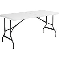 Iceberg IndestrucTable TOO Bifold Table Rectangle Top - Height Adjustable - 96" Table Top Length x 30" Table Top Width x 2" Table Top Thickness - 29" Height - Indoor, Outdoor - Platinum, Powder Coated - Tubular Steel - High-density Polyethylene (H (65473)