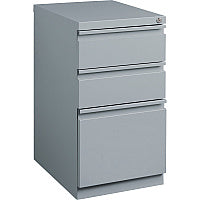 Lorell 20" Box/Box/File Mobile File Cabinet with Full-Width Pull 15" Width x 19.9" Depth x 27.8" Height - 3 x Drawer(s) for Box, File - Letter - Ball-bearing Suspension, Drawer Extension, Durable, Recessed Drawer - Gray - Steel - Recycled (LLR79135)