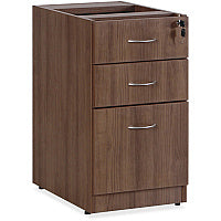 Lorell Essentials Series Box/Box/File Fixed File Cabinet 28.5" Height x 15.5" Width x 21.9" Depth Pedestal - 3 x File, Box Drawer(s) - Finish: Laminate, Walnut - Built-in Hangrail - For File, File Folder (LLR69985)
