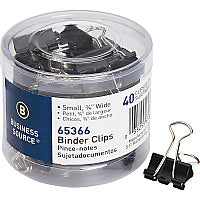 Business Source Small Binder Clips Small - for Paper, Project, Document - Black - 40 / Pack (BSN65366)