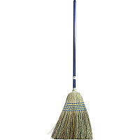 Genuine Joe Light-Duty Broom Corn Fiber Bristle - Lacquered Wood Handle - Natural - 1 Each (GJO12002)