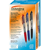 Integra 1.0mm Retractable Ballpoint Pen 1 mm Medium Pen Point - Retractable - Assorted Ink - 50 / Box (36192)
