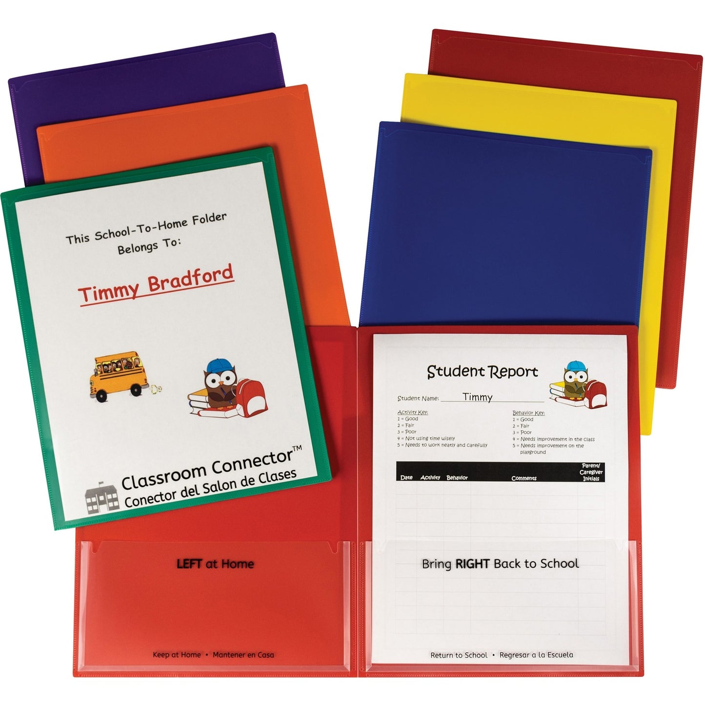 C-Line Classroom Connector Report Cover 2 Front & Back Pocket(s) - Red, Orange, Yellow, Blue, Green, Purple - 36 / Box (32000)