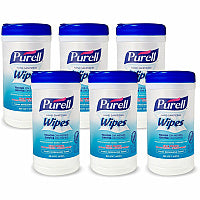 PURELL(R) Clean Scent Hand Sanitizing Wipes Clean - Textured - White - 40/Tub - 6 / Carton (912006CMRCT)