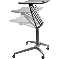 Lorell Gas Lift Height-Adjustable Mobile Desk Black Rectangle Top - Powder Coated Base - Height Adjustable - 28.70" to 40.90" Adjustment - 28.25" Table Top Width x 18.75" Table Top Depth - 41" Height - Assembly Required - 1 Each (LLR84838)