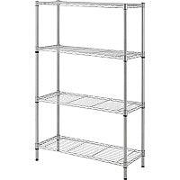 Lorell Light-Duty Wire Shelving 4 Tier(s) - 54" Height x 36" Width x 14" Depth - Floor - Sturdy - Epoxy - Silver - Plastic, Metal, Steel - 1 Each (LLR70063)