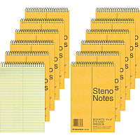 Rediform Steno Notebooks 80 Sheets - Wire Bound - Gregg Ruled Margin - 16 lb Basis Weight - 6" x 9" Sheet Size - Green Paper - Brown Board Cover - Hard Cover, Rigid - 12 / Pack (36746PK)