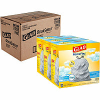 Glad ForceFlex Tall Kitchen Drawstring Trash Bags Fresh Clean with Febreze Freshness - 13 gal Capacity - 0.78 mil (20 Micron) Thickness - Drawstring Closure - White - Kitchen, Home, Office, Garbage, Breakroom, Cafeteria, School, Restaurant, Comm (78899BD)