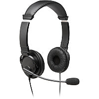 Kensington Hi-Fi Headphones with Mic Stereo - Mini-phone (3.5mm) - Wired - Over-the-head, On-ear - Binaural - Circumaural - 6 ft Cable - Noise Cancelling Microphone - Noise Canceling - Black (97603)