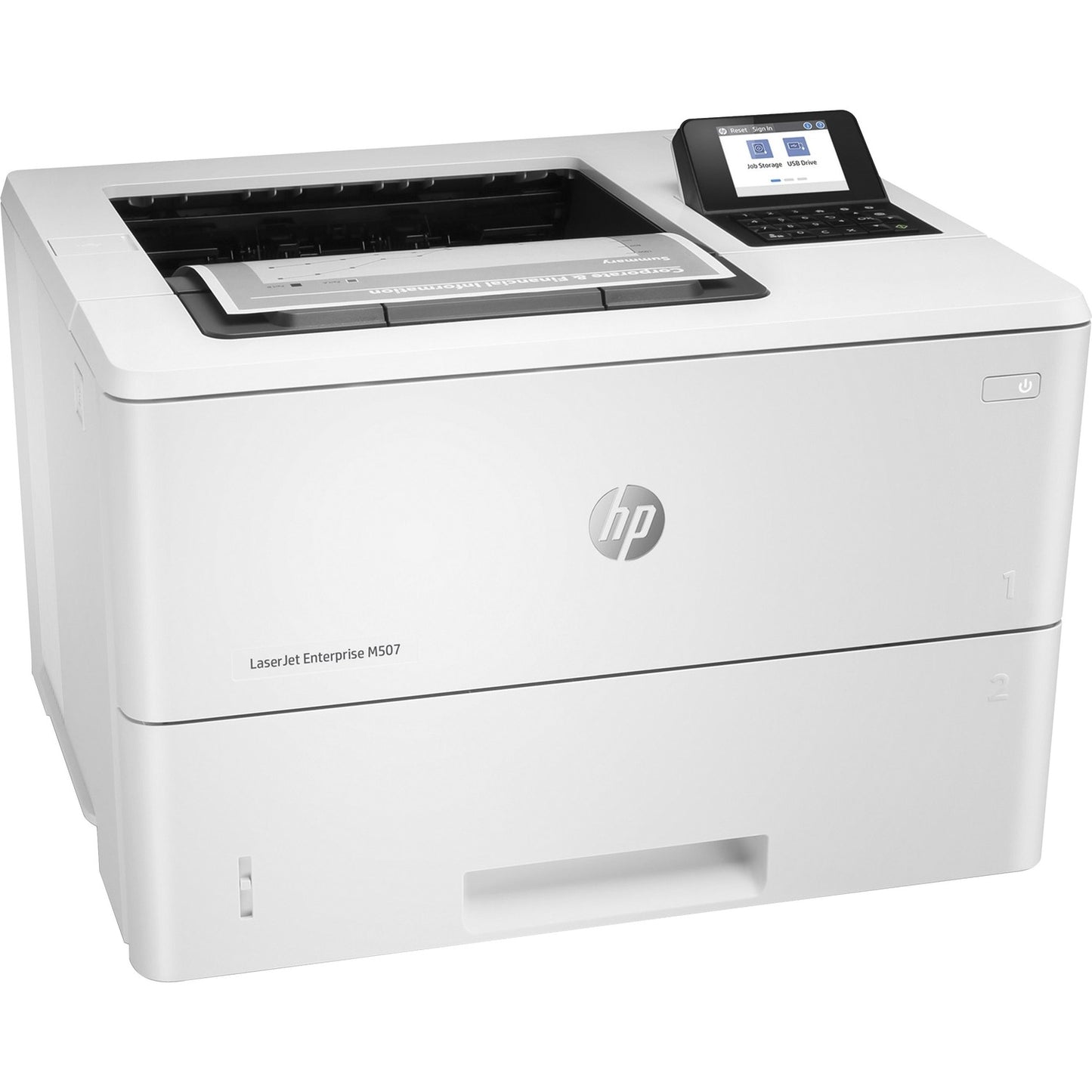 HP LaserJet Enterprise M507 M507dn Desktop Laser Printer - Monochrome 45 ppm Mono - 1200 x 1200 dpi Print - Automatic Duplex Print - 650 Sheets Input - Ethernet - 150000 Pages Duty Cycle - Plain Paper Print - Gigabit Ethernet - USB (1PV87A)
