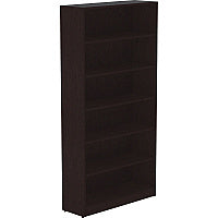 Lorell Laminate Bookcase x 0.8" Thickness Shelf, 72" Height x 36" Width x 12" Depth - 6 Shelve(s) - 5 Adjustable Shelf(ves) - Square Edge - Material: Thermofused Laminate (TFL) - Finish: Espresso (LLR18228)