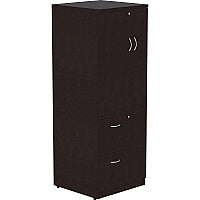 Lorell Essentials Series Tall Storage Cabinet 65.6" Height x 23.6" Width x 23.6" Depth Cabinet - 2 x File Drawer(s) - 1 Door(s) - 2 Shelve(s) - Material: Laminate, Medium Density Fiberboard (MDF), Particleboard - Finish: Espresso (LLR18229)