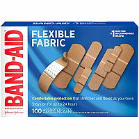 Band-Aid Flexible Fabric Adhesive Bandages Assorted Sizes - Beige - Fabric - 100 / Box (115078)