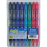 FriXion Erasable Gel Pen 0.7 mm Fine Pen Point - Retractable - Erasable - Pink, Red, Green, Turquoise, Blue, Purple, Navy, Black Ink - Water Based, Gel-based - Translucent Barrel - 8 / Pack (13285)