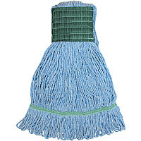 Genuine Joe Synthetic Blend Medium Mophead Medium - Looped Ends, Durable, Launderable, Headband - Rayon, Cotton, Rayon, Fiber - Blue - 16 oz - 1 Each (GJOMBL5B)