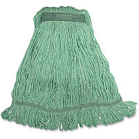 Genuine Joe Narrow Band Medium Mophead Medium - Narrow Headband, 4-ply, Durable, Looped Ends, Fray Resistant, Lint Resistant, Tailband, Launderable - Rayon, Cotton, Cotton - Green - 1 Each (GJOMGR1B)