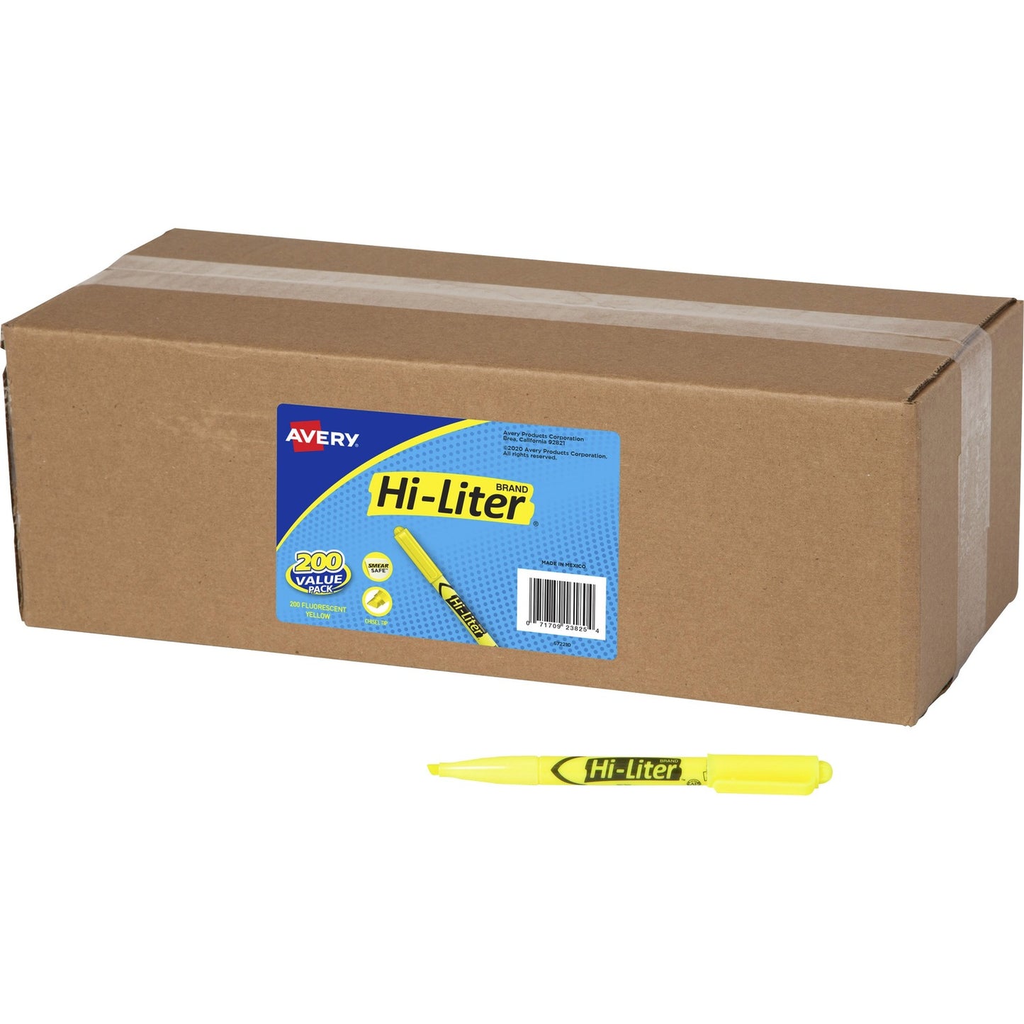 HI-LITER Pen Style Highlighters Chisel Marker Point - Fluorescent Yellow Ink - 200 / Carton (23825)