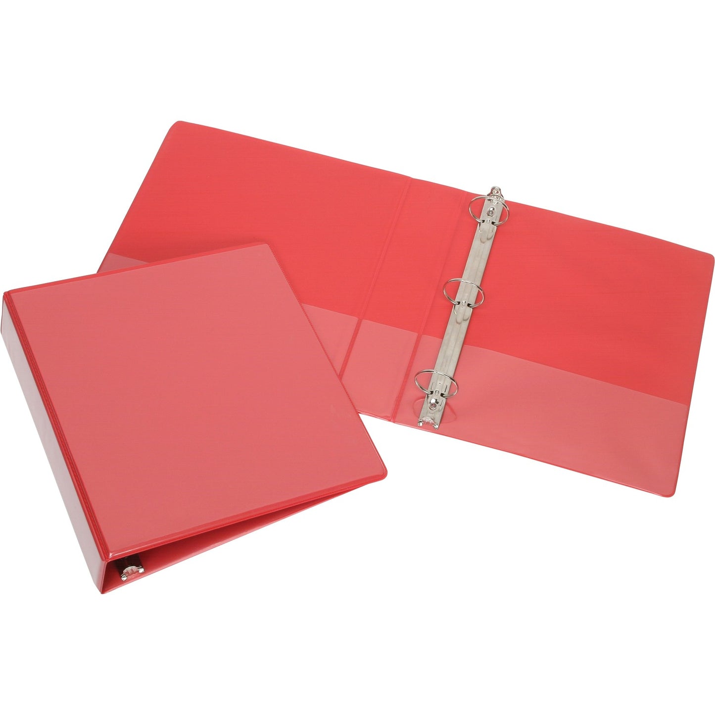 AbilityOne SKILCRAFT Round Ring View Binder 1 1/2" Binder Capacity - Letter - 8 1/2" x 11" Sheet Size - 3 x Round Ring Fastener(s) - Inside Front & Back Pocket(s) - Vinyl, Board - Red - Recycled - Clear Overlay, Spine, Unpunch (5194383)