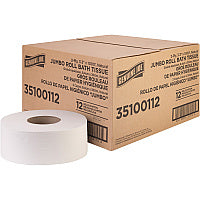 Genuine Joe(R) Jumbo Jr. Toilet Paper, 2-Ply, 1000-ft. Roll, 12 Rolls 2 Ply - 3.30" Width x 1000 ft Length - 8.88" Roll Diameter - White - Fiber - 12 / Carton (GJO35100112)