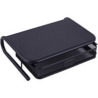 Lorell Mesh Wire Monitor Stand Desktop - Powder Coated - Steel - Black (LLR84147)