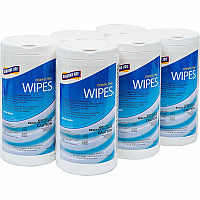 Genuine Joe Disinfecting Wipes Ready-To-Use - Fresh Citrus Scent - 8" Length x 7" Width - Pre-moistened, Strong, Absorbent - White - 75/Tub - 6 / Carton (GJOW75F)