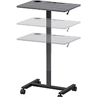 Lorell Height-adjustable Mobile Desk Weathered Charcoal Laminate Top - Powder Coated Base - Height Adjustable - 30" to 43.63" Adjustment - 43" Height x 26.63" Width x 19.13" Depth - Assembly Required - 1 Each (LLR84837)