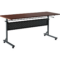 Lorell Shift 2.0 Flip and Nesting Mobile Table Laminated Rectangle Top - 60" Table Top Length x 24" Table Top Width x 1" Table Top Thickness - 29.50" Height - Assembly Required - Mahogany - 1 Each (LLR60760)