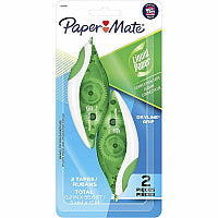 Paper Mate DryLine Grip Correction Tape 0.20" Tape Width x 27.80 ft Tape Length - Green, White, Transparent Dispenser - Smooth, Mess-free, Swivel Tip, Ergonomic, Tear Resistant - White - 2 / Pack (662415K)