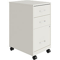 NuSparc 3-Drawer Organizer Metal File Cabinet 14.2" Width x 18" Depth x 26.7" Height - 3 x Drawer(s) for File, Box - Letter - Glide Suspension, 3/4 Drawer Extension, Anti-tip, Lockable, Mobility - White - Metal - Recycled (VF318CMWE)