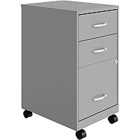 NuSparc 3-Drawer Organizer Metal File Cabinet 14.2" Width x 18" Depth x 26.7" Height - 3 x Drawer(s) for File, Box - Letter - Glide Suspension, 3/4 Drawer Extension, Anti-tip, Lockable, Mobility - Gray - Metal - Recycled (VF318CMSR)